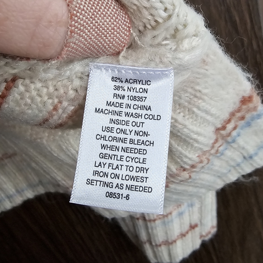 Oversized Cream, Orange & Blue a.n.a. Sweater with wide neckline and ribbed cuff - Picture 6 of 6